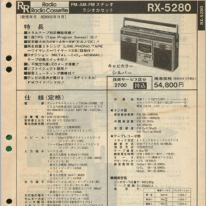 NATIONAL RX-5280 Cassette Radio Service Manual in PDF file